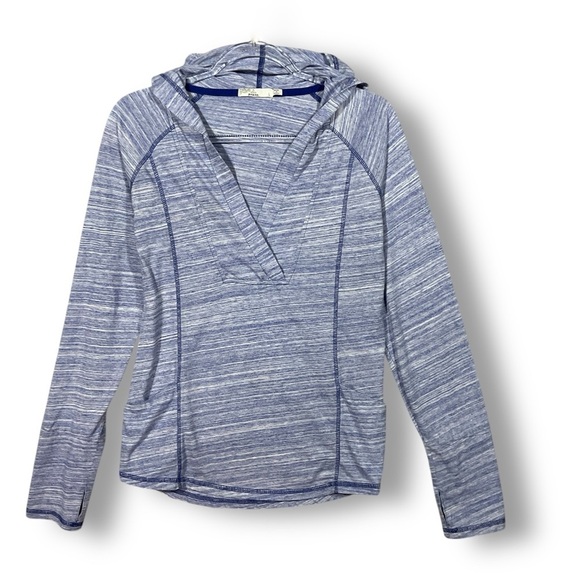 Prana Demi Hooded Pullover Top Sz L Space Dye Purple Lightweight Athleisure Acti - Picture 2 of 13